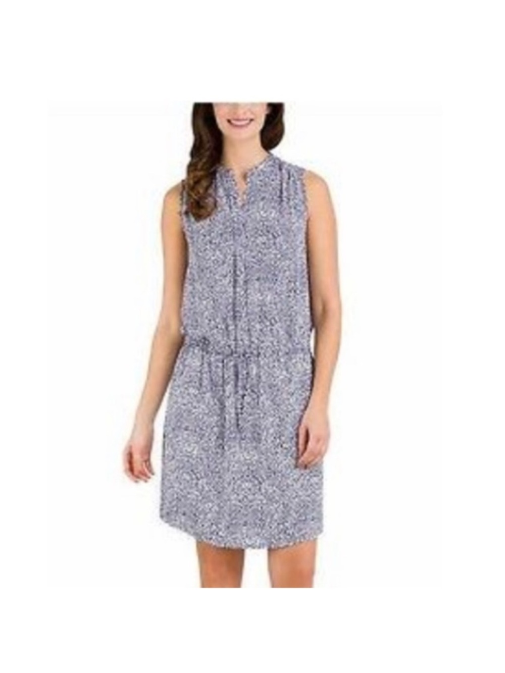 Hilary Radley Navy and White Printed Sleeveless Dress